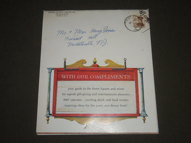 1967 SUSSEX COUNTY LIQUOR COMAPNY CATALOGUE - NEWTON NEW JERSEY - J 2463