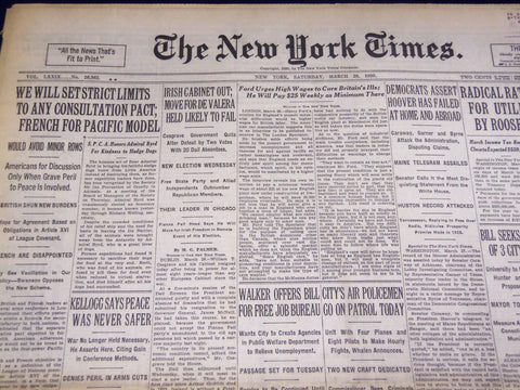 1930 MARCH 29 NEW YORK TIMES - IRISH CABINET OUT - NT 3895