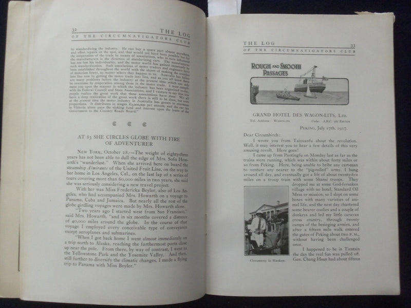 1917 SEP-OCT THE LOG OF THE CIRCUMNAVIGATORS CLUB SOFTCOVER BOOK - K 181