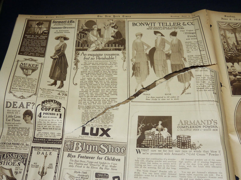 1918 JUNE NEW YORK TIMES PICTURE SECTION NO. 7 & 8 - RALPH DE PALMA - NT 8823