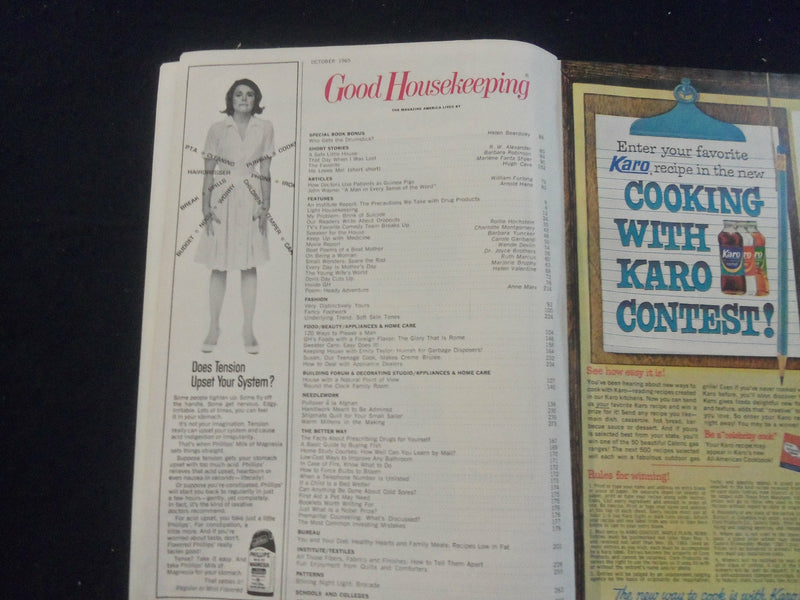 1965 OCTOBER GOOD HOUSEKEEPING MAGAZINE - NICE COVER, ARTICLES & ADS - F 514I