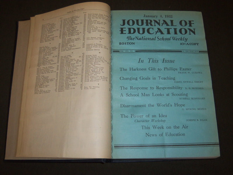 1932 JANUARY-DECEMBER JOURNAL OF EDUCATION BOUND VOLUME - R 885