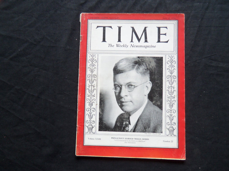 1934 JUNE 18 TIME MAGAZINE - PRINCETON'S HAROLD WILLIS DODDS - T 425