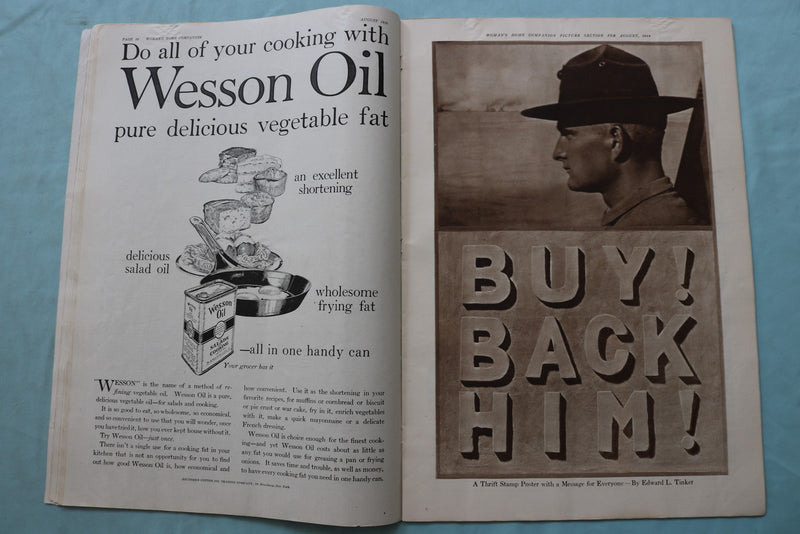 1918 AUGUST WOMAN'S HOME COMPANION MAGAZINE - GIRL ON WOODEN HORSE - E 24869