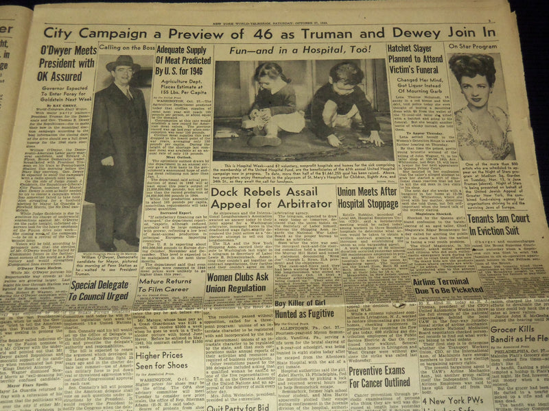 1945 OCTOBER 27 NEW YORK WORLD TELEGRAM - TRUMAN DEDICATES CARRIER - NP 4252N