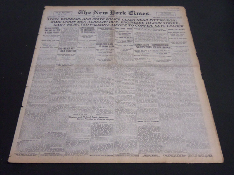 1919 SEPTEMBER 22 NEW YORK TIMES - STEEL WORKERS & STRIKE POLICE CLASH - NT 7029