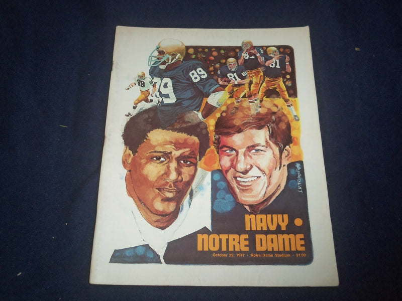 1977 OCTOBER 29 NAVY VS UNIVERSITY OF NOTRE DAME FOOTBALL PROGRAM - ST 1951C