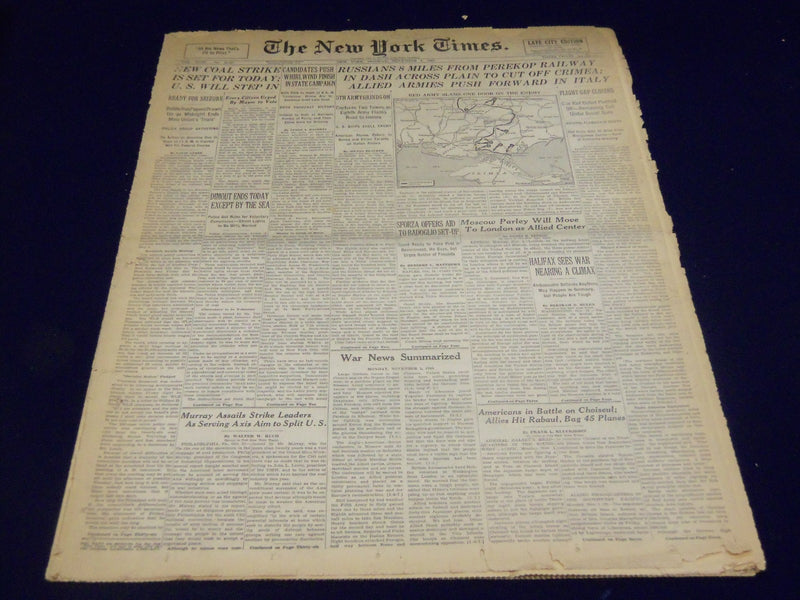1943 NOVEMBER 1 NEW YORK TIMES - RUSSIANS 8 MILES FROM PEREKOP RAILWAY - NT 1038