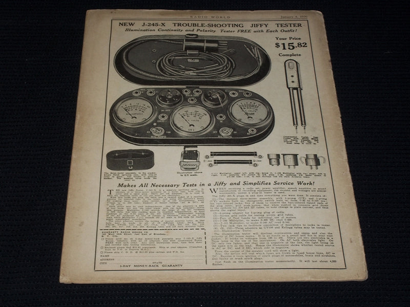 1930 JANUARY 4 RADIO WORLD MAGAZINE NICE ELECTRONICS COVERS & ADS - E 2813