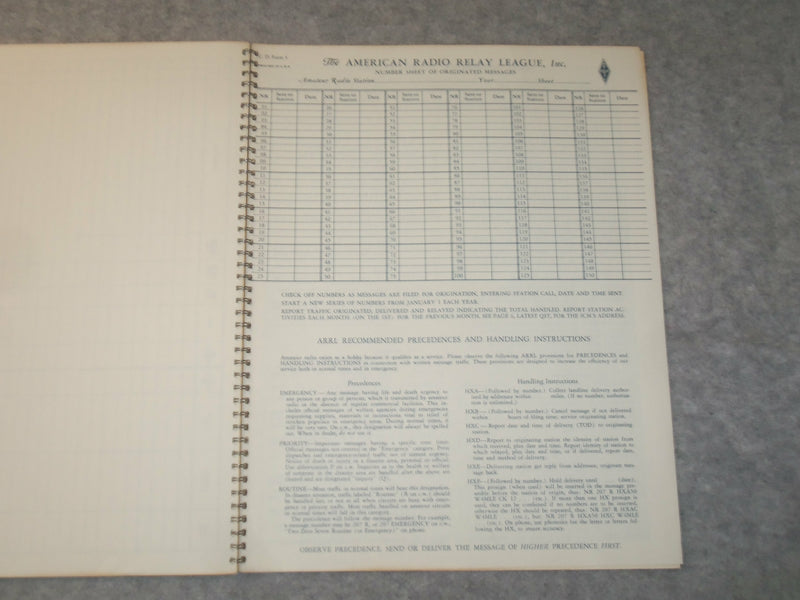 1972 AMATEUR RADIO STATION LOG - AMERICAN RADIO RELAY LEAGUE - J 6296