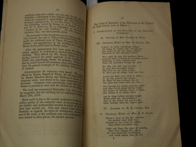 1856 SALEM SCHOOL HOUSE DEDICATION ADDRESS BY HENRY K. OLIVER - SALEM - K 2697