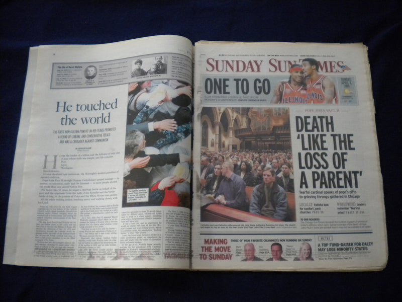 2005 APRIL 3 CHICAGO SUN-TIMES NEWSPAPER - POPE JOHN PAUL II DIED - NP 5948