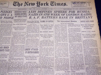 1940 SEPTEMBER 29 NEW YORK TIMES - NAZIS 4TH WEEK OF LONDON RAIDS - NT 2946