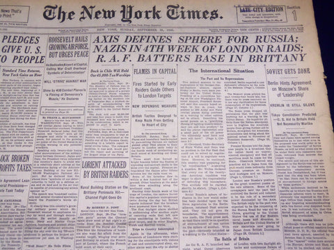 1940 SEPTEMBER 29 NEW YORK TIMES - NAZIS 4TH WEEK OF LONDON RAIDS - NT 2946