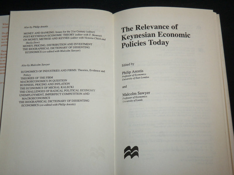 1997 THE RELEVANCE OF KEYNESIAN ECONOMIC POLICIES TODAY BOOK - ARESTIS - KD 6618