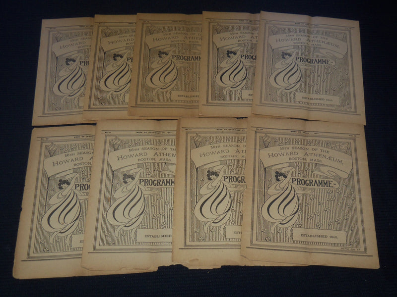 1900-1902 HOWARD ANTHENAEUM PROGRAMME LOT OF 9 - BOSTON MASSACHUSETTS - J 9247