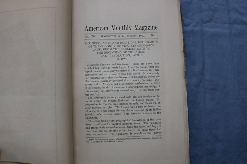 1899 JANUARY THE AMERICAN MONTHLY MAGAZINE - COLOR MAP - K 718