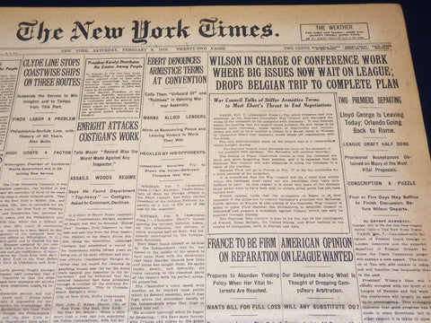 1919 FEBRUARY 8 NEW YORK TIMES - WILSON IN CHARGE OF CONFERENCE WORK - NT 7962