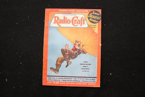 1937 FEB RADIO-CRAFT MAGAZINE - BROADCASTING FROM A PARACHUTE COVER - E 11187
