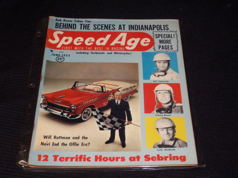 1955 JUNE SPEED AGE MAGAZINE - NICE RACING FRONT COVER - E 1970