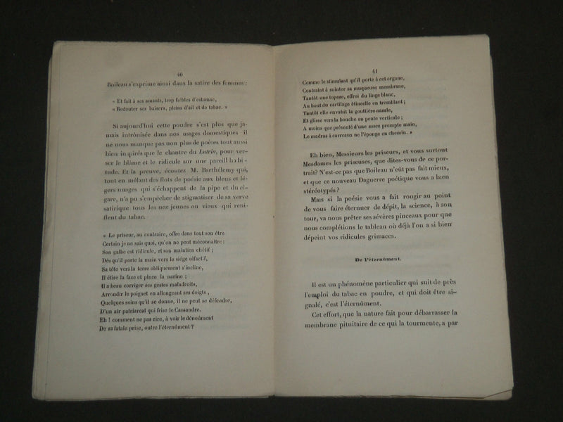 1843 DE L'ACTION DU TABAC SUR LA SANTE BOOK BY B. BOUSSIRON- FRENCH - J 4761