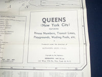 1956 UP TO DATE THE COMPLETE STREET GUIDE TO QUEENS - FOLD OUT MAP - J 5729