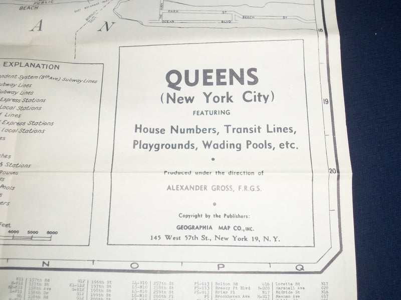 1956 UP TO DATE THE COMPLETE STREET GUIDE TO QUEENS - FOLD OUT MAP - J 5729