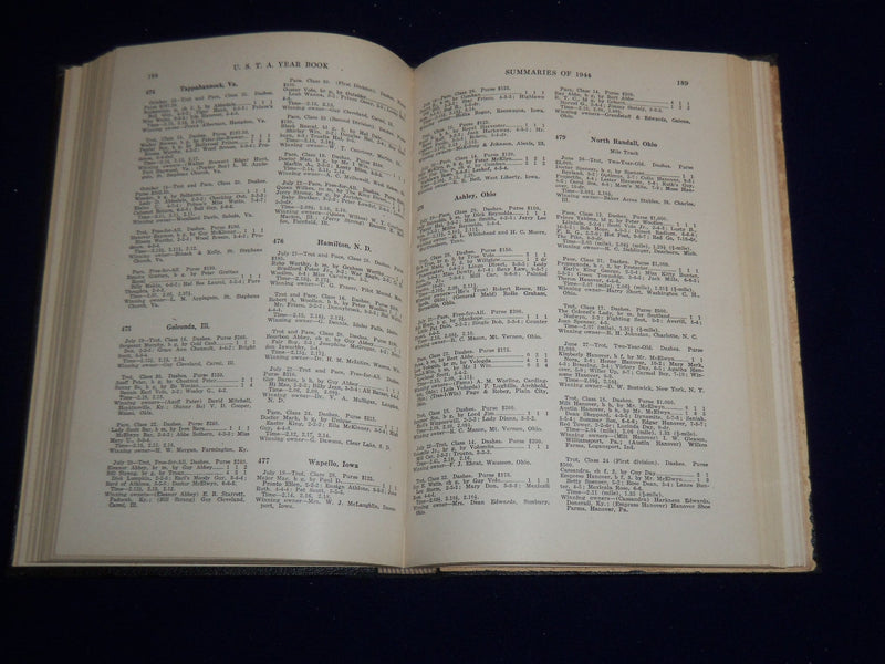 1945 U.S.T.A ANNUAL YEAR BOOK TROTTING & PACING IN 1944 VOLUME 57 PT 1- KD 2058M