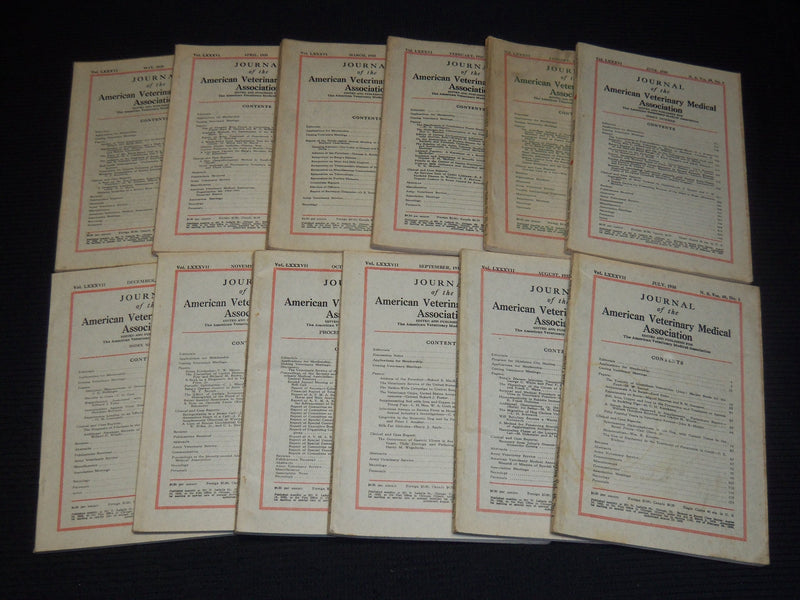 1935 AMERICAN VETERINARY MEDICAL ASSOC. JOURNAL 12 ISSUES COMPLETE YR - WR 632J