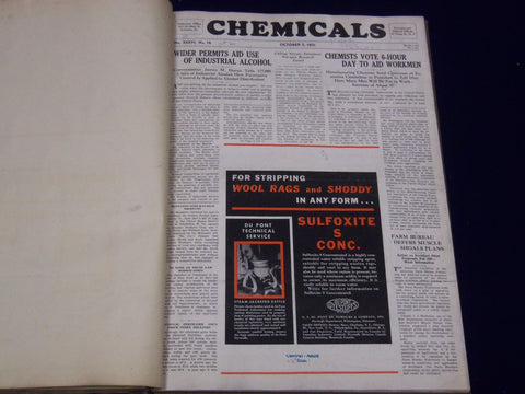 1931 OCT-DEC CHEMICALS MAGAZINE BOUND VOLUME PRICE TRENDS IMPORTS ADS - KD 663