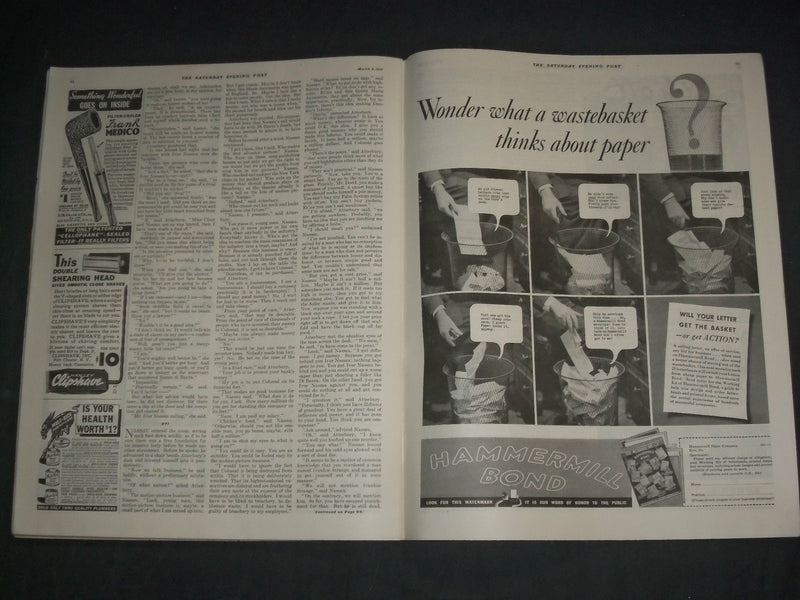 1937 MARCH 6 THE SATURDAY EVENING POST MAGAZINE - ILLUSTRATED COVER - SP 2473U