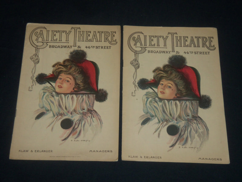 1918 GAIETY THEATRE PROGRAMS LOT OF 2 - EARL CHRISTY COVER - SICK-A-BED - J 5685