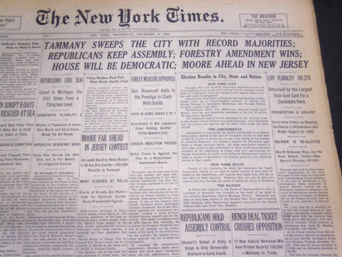 1931 NOV 4 NEW YORK TIMES - TAMMANY SWEEPS THE CITY RECORD MAJORITY - NT 5032
