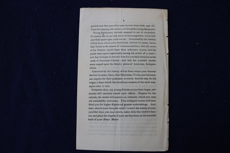 1840 LAFAYETTE COLLEGE - FRANKLIN LITERARY SOCIETY ADDRESS SOFTCOVER - K 945