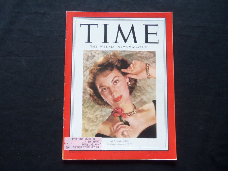 1951 SEPTEMBER 3 TIME MAGAZINE - AVA GARDNER - T 1294