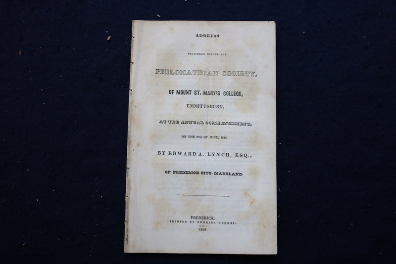 1839-40 PHILOMATHEAN SOCIETY MT. SAINT MARY'S COLLEGE SOFTCOVER -LOT OF 2- K 849
