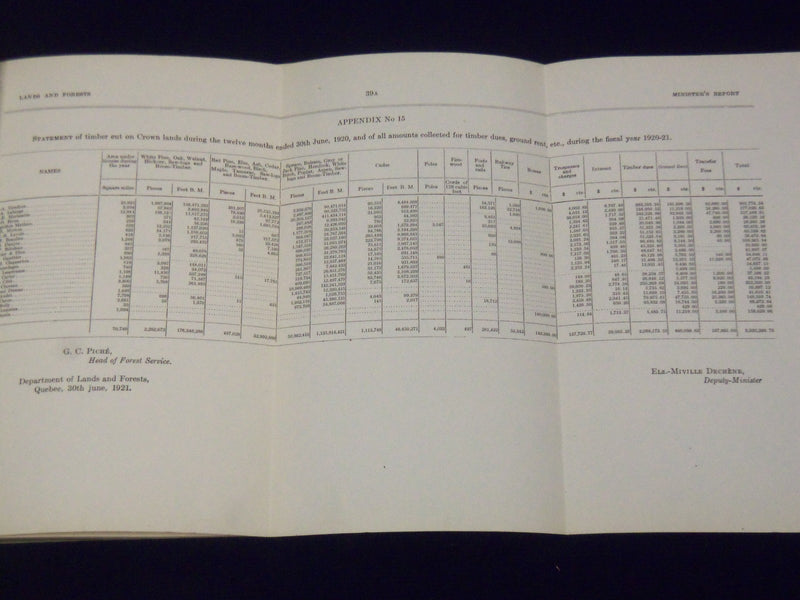 1920-1921 REPORT OF THE MINISTER OF LANDS & FORESTS OF QUEBEC LOT OF 2 - II 6157