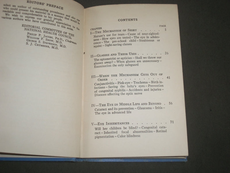 1937 WHAT YOU SHOULD KNOW ABOUT EYES BOOK BY PARK LEWIS M. D. - J 2681