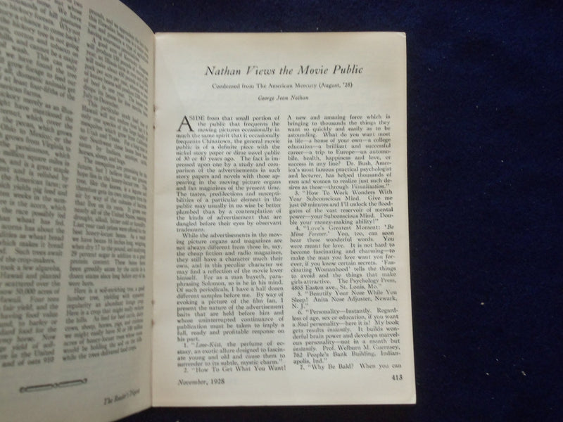 1928 NOVEMBER THE READER'S DIGEST SOFTCOVER BOOK - NUMBER 79 - J 8440