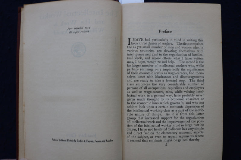 1923 THE INTELLECTUAL WORKER HARDCOVER BOOK BY WILLIAM MACDONALD - KD 9543