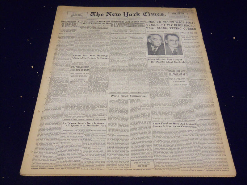 1951 FEBRUARY 10 NEW YORK TIMES - CHING TO RESIGN WAGE POST - NT 1994