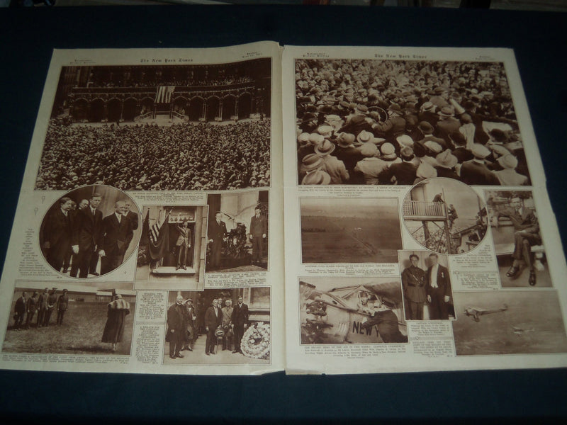 1927 JUNE 12 NEW YORK TIMES PICTURE SECTION-WELCOME LINDBERGH IN EUROPE- NT 7393