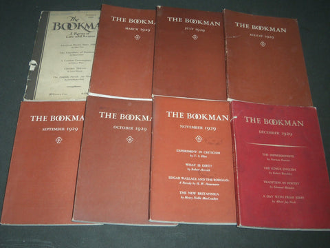 1929 THE BOOKMAN MAGAZINE LOT OF 8 ISSUES - GREAT STORIES - WR 88