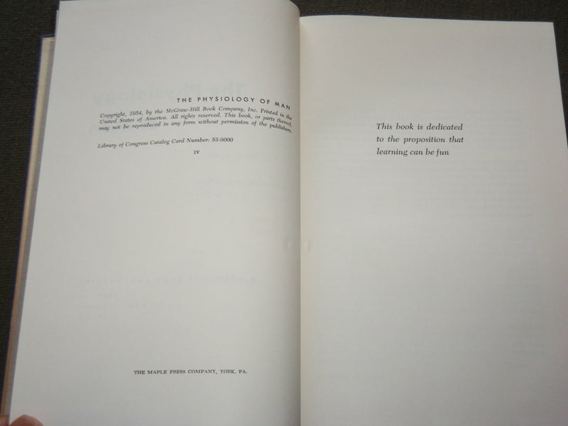 1954 THE PHYSIOLOGY OF MAN BOOK BY LANGLEY & CHERASKIN - KD 6212