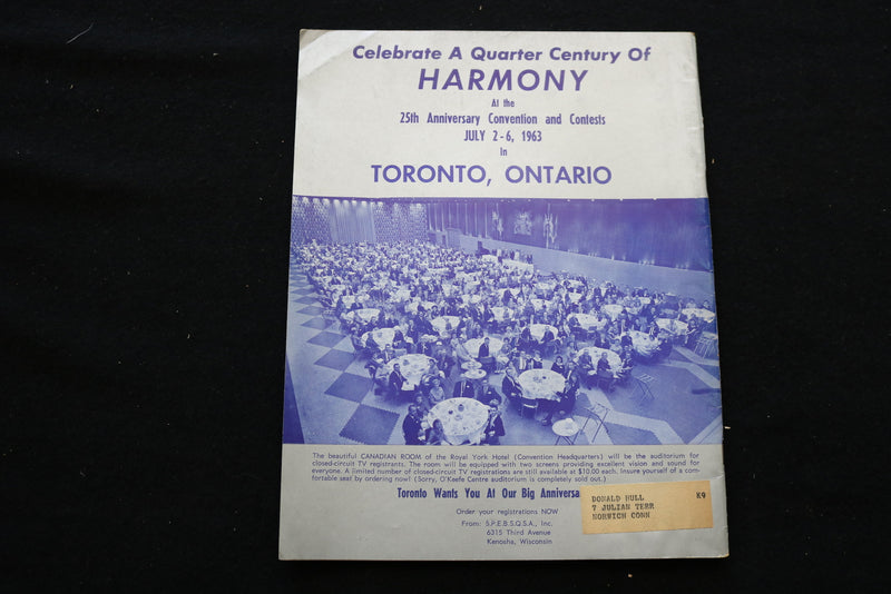 1963 MARCH-APRIL THE HARMONIZER MAGAZINE - 25TH ANNIVERSARY COVER - SP 4926H