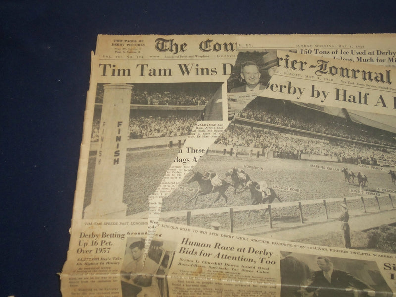 1958 MAY 4 THE COURIER-JOURNAL NEWSPAPER - TIM TAM WINS KENTUCKY DERBY - NP 5588