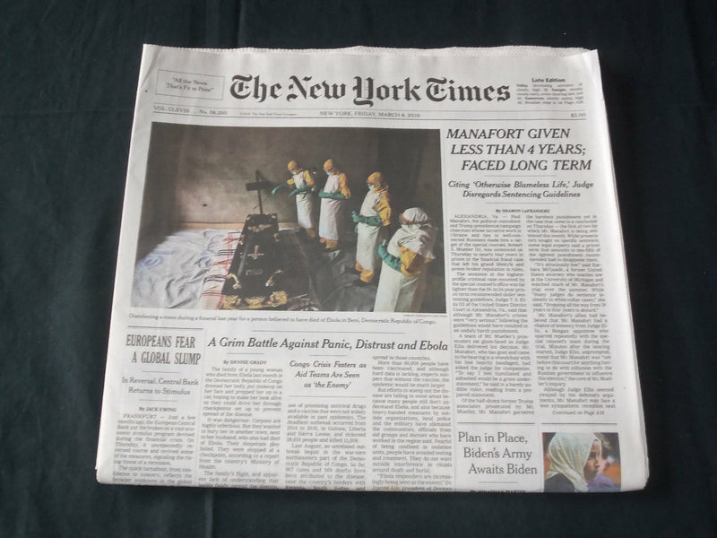 2019 MARCH 8 NEW YORK TIMES - MANAFORT GIVEN LESS THAN 4 YEARS; FACED LONG TERM