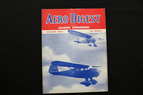1934 AUGUST AERO DIGEST MAGAZINE - LAMBERT DELUXE MODEL 90-A COVER - E 10690