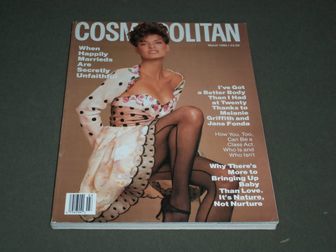 1990 MARCH COSMOPOLITAN MAGAZINE- LINDA EVANGELISTA, PHOTO BY SCAVULLO - SP 3169