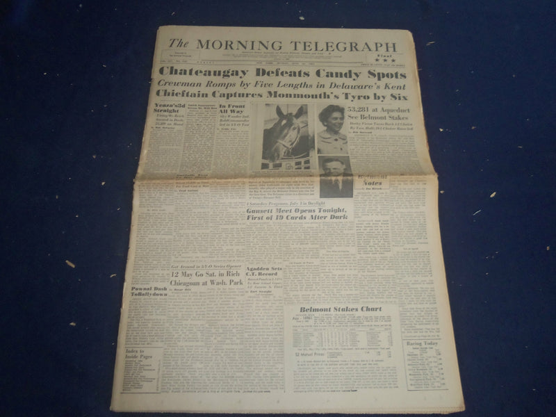 1963 JUNE 10 THE MORNING TELEGRAPH - CHATEAUGAY DEFEATS CANDY SPOTS - NP 5549